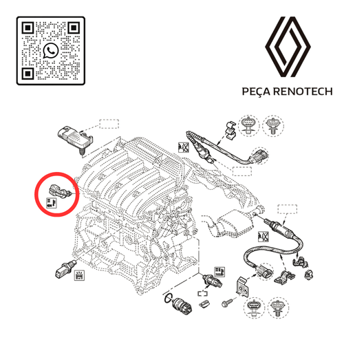 7700101451 SENSOR DE TEMPERATURA DO AR - MOTORES 1.6 16V K4M _ 2.0 16V F4R RN 101451 - OI -4-